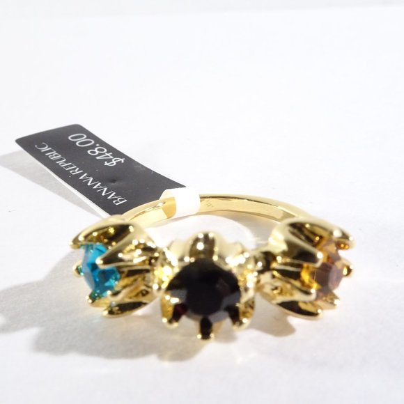 Banana Republic Roots of BR Three Round Stone Ring multi Color Sz 6 NWT 48 - Picture 2 of 8